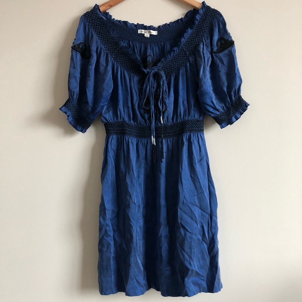 Blue Tassel 100% Silk Dress